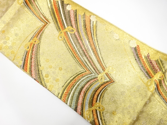 組紐に桜模様織り出し　振袖用袋帯